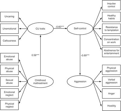 Childhood Maltreatment Is Associated With Aggression Among Male Juvenile Delinquents in China: The Mediating Effects of Callous-Unemotional Traits and Self-Control